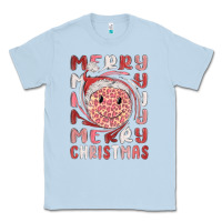 Dusty Blue merry christmas smiling face Classic Tee - MaliasSmallBusiness