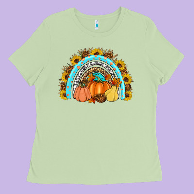 Fall Rainbow Ladies Tee Designed By Artiststas