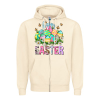 Sandshell Happy Easter with eggs Zipper Hoodie - NancyCooperArtShop