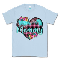 Dusty Blue mommy leopard turquoise heart Classic Tee - JahusDesignShop