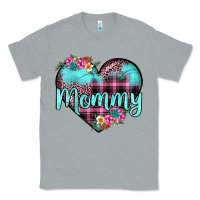 Heather Grey mommy leopard turquoise heart Classic Tee - JahusDesignShop