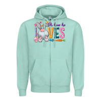 Seafoam Oh how he loves us Zipper Hoodie - NancyCooperArtShop