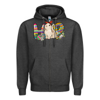 Charcoal Heather Hop rabbit Zipper Hoodie - NancyCooperArtShop