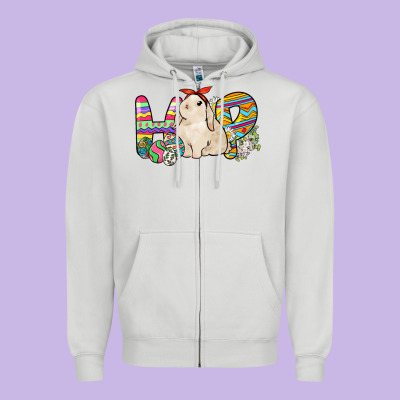 Hop Rabbit Zipper Hoodie Designed By Nancycooperartshop