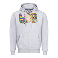 Heather Grey Hop rabbit Zipper Hoodie - NancyCooperArtShop
