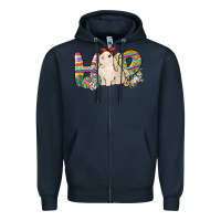 Navy Hop rabbit Zipper Hoodie - NancyCooperArtShop