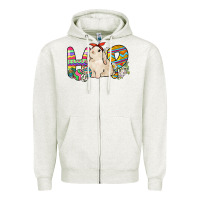 Oatmeal Heather Hop rabbit Zipper Hoodie - NancyCooperArtShop