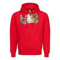 Red Hop rabbit Zipper Hoodie - NancyCooperArtShop