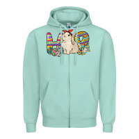 Seafoam Hop rabbit Zipper Hoodie - NancyCooperArtShop