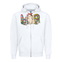 White Hop rabbit Zipper Hoodie - NancyCooperArtShop