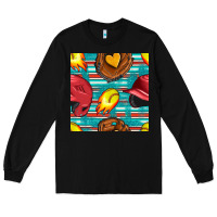 Black softball helmet and glove with serape seamless pattern Long Sleeve Tee - BundleAndBundleShop