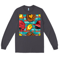 Smoke softball helmet and glove with serape seamless pattern Long Sleeve Tee - BundleAndBundleShop