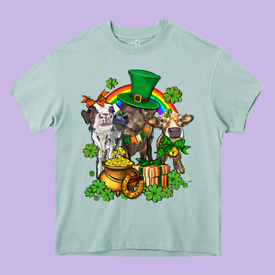 Little Cows And St Patricks Party Heavy Core Tee Designed By Adodesignshop