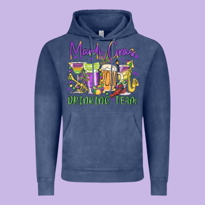 Mardi Gras Drinking Team Vintage Hoodie Designed By Maliassmallbusiness
