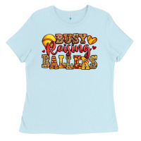 Baby Blue busy raising ballers softball Ladies Tee - Jasminsmagicworld