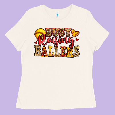 Busy Raising Ballers Softball Ladies Tee Designed By Jasminsmagicworld