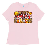 Bubblegum Pink busy raising ballers softball Ladies Tee - Jasminsmagicworld