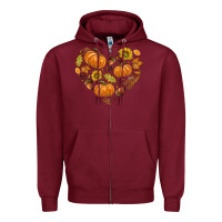 Burgundy Fall Heart Zipper Hoodie - texasbilliewilder