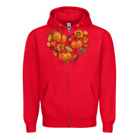 Red Fall Heart Zipper Hoodie - texasbilliewilder