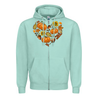 Seafoam Fall Heart Zipper Hoodie - texasbilliewilder