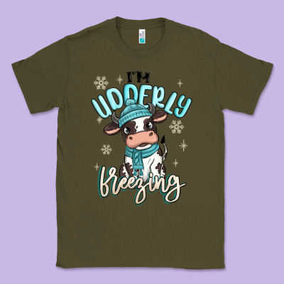 I'm Udderly Freezing Baby Cow Classic Tee Designed By Maliassmallbusiness