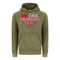 Vintage Olive my first valentines day Vintage Hoodie - MaliasSmallBusiness