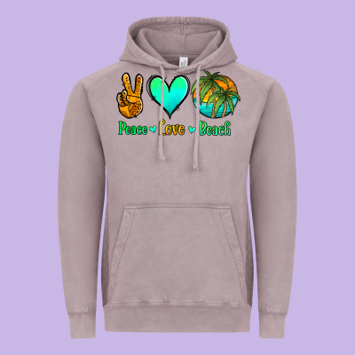 Peace Love Beach Vintage Hoodie Designed By Jasminsmagicworld