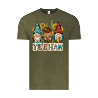 Vintage Olive yeehaw with gnomies Vintage Tee - NancyCooperArtShop