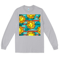 Moon Dust softball sunflowers with serape seamless pattern Long Sleeve Tee - BundleAndBundleShop