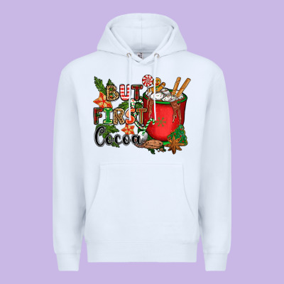 But First Cocoa Premium Hoodie Designed By Cowgirlartshop