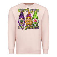 Pale Pink Mardi Gras with my gnomies Premium Sweatshirt - HowdyJamesFarm