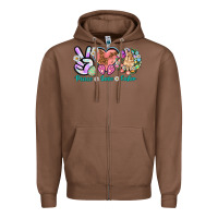 Chestnut Peace love Easter Zipper Hoodie - NancyCooperArtShop