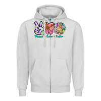 Dove Grey Peace love Easter Zipper Hoodie - NancyCooperArtShop
