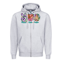Heather Grey Peace love Easter Zipper Hoodie - NancyCooperArtShop