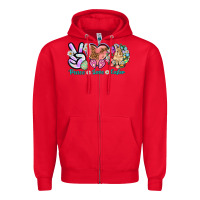 Red Peace love Easter Zipper Hoodie - NancyCooperArtShop