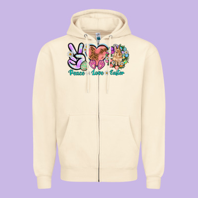 Peace Love Easter Zipper Hoodie Designed By Nancycooperartshop