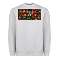 Heather Grey Chingona Sugar Skull License Plate Heavyweight Sweatshirt - BundleAndBundleShop