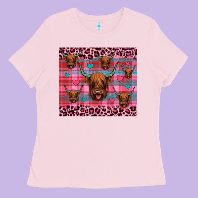 Highland Cow Valentines Ladies Tee Designed By Jahusdesignshop