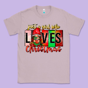 Just A Girl Who Loves Christmas Classic Tee Designed By Cowhidedigitalart