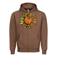 Chestnut Fall Sunflower with Pumpkin Zipper Hoodie - texasbilliewilder