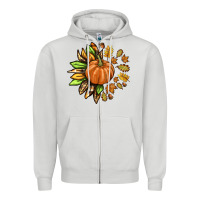 Dove Grey Fall Sunflower with Pumpkin Zipper Hoodie - texasbilliewilder