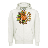 Oatmeal Heather Fall Sunflower with Pumpkin Zipper Hoodie - texasbilliewilder
