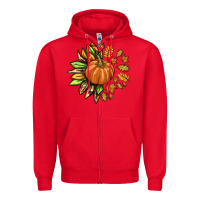 Red Fall Sunflower with Pumpkin Zipper Hoodie - texasbilliewilder