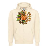 Sandshell Fall Sunflower with Pumpkin Zipper Hoodie - texasbilliewilder