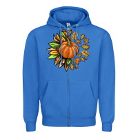 True Royal Fall Sunflower with Pumpkin Zipper Hoodie - texasbilliewilder