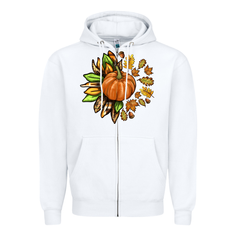 Fall Sunflower With Pumpkin Zipper Hoodie by texasbilliewilder | Teevron