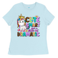 Baby Blue cute smart and a little bit dramatic unicorn Ladies Tee - AdoDesignShop