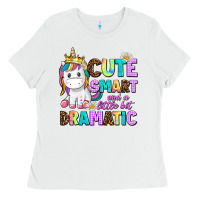 White cute smart and a little bit dramatic unicorn Ladies Tee - AdoDesignShop