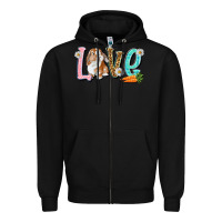 Black Love Easter Rabbit Zipper Hoodie - NancyCooperArtShop