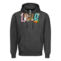 Charcoal Heather Love Easter Rabbit Zipper Hoodie - NancyCooperArtShop
